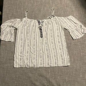 Aztec Pattern Black & White Blouse, Sz. S